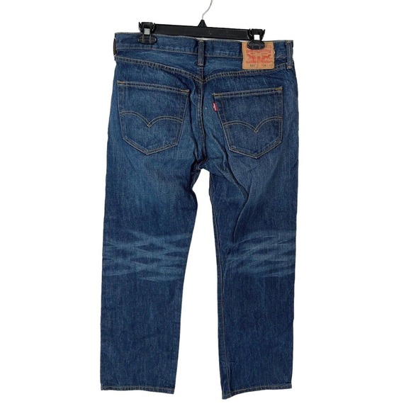 Levis 501 Jeans Men 34x27 (tag 36x30) Blue Straight Leg Button Fly Denim - Picture 3 of 16